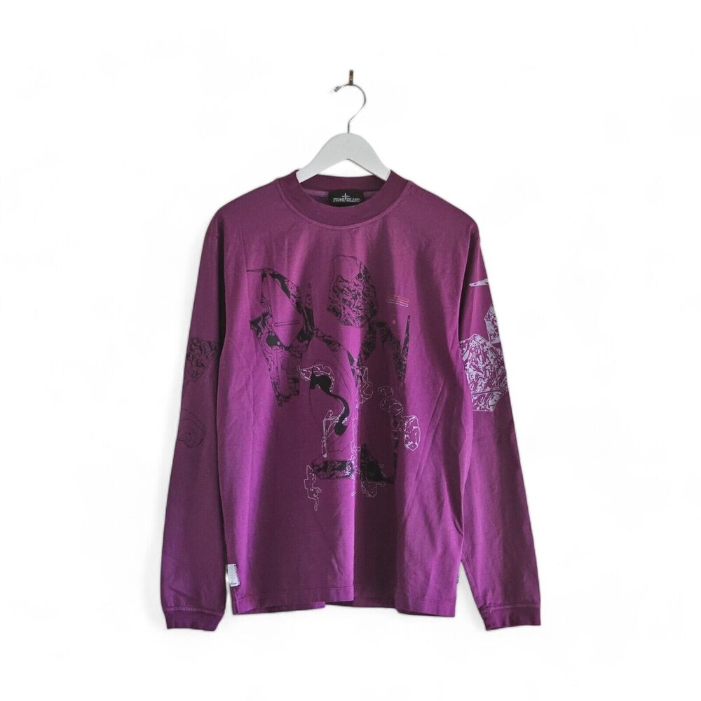 Stone Island x Shadow Project Crewneck Cotton Jumper Shirt in Purple $348